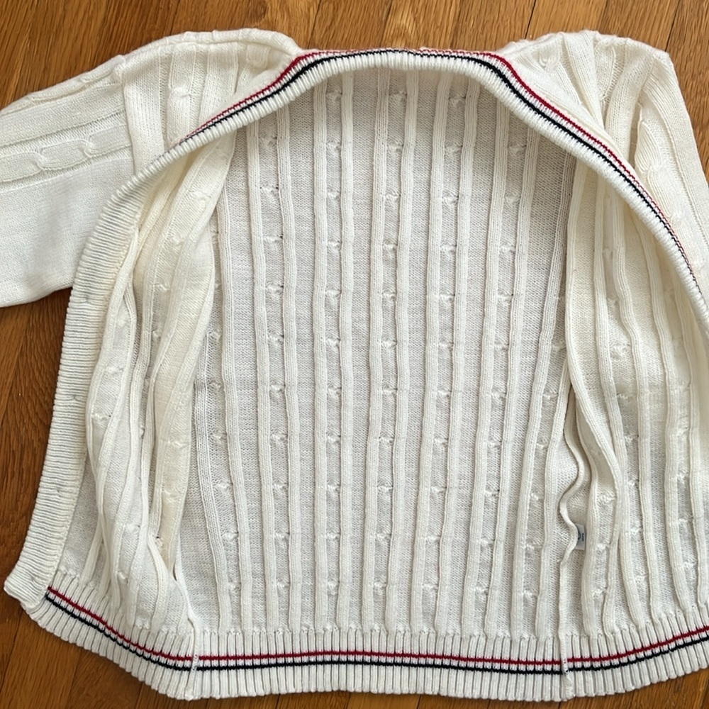 Vintage Cream Cardigan with Red and Black Trim - Picture 11 of 12